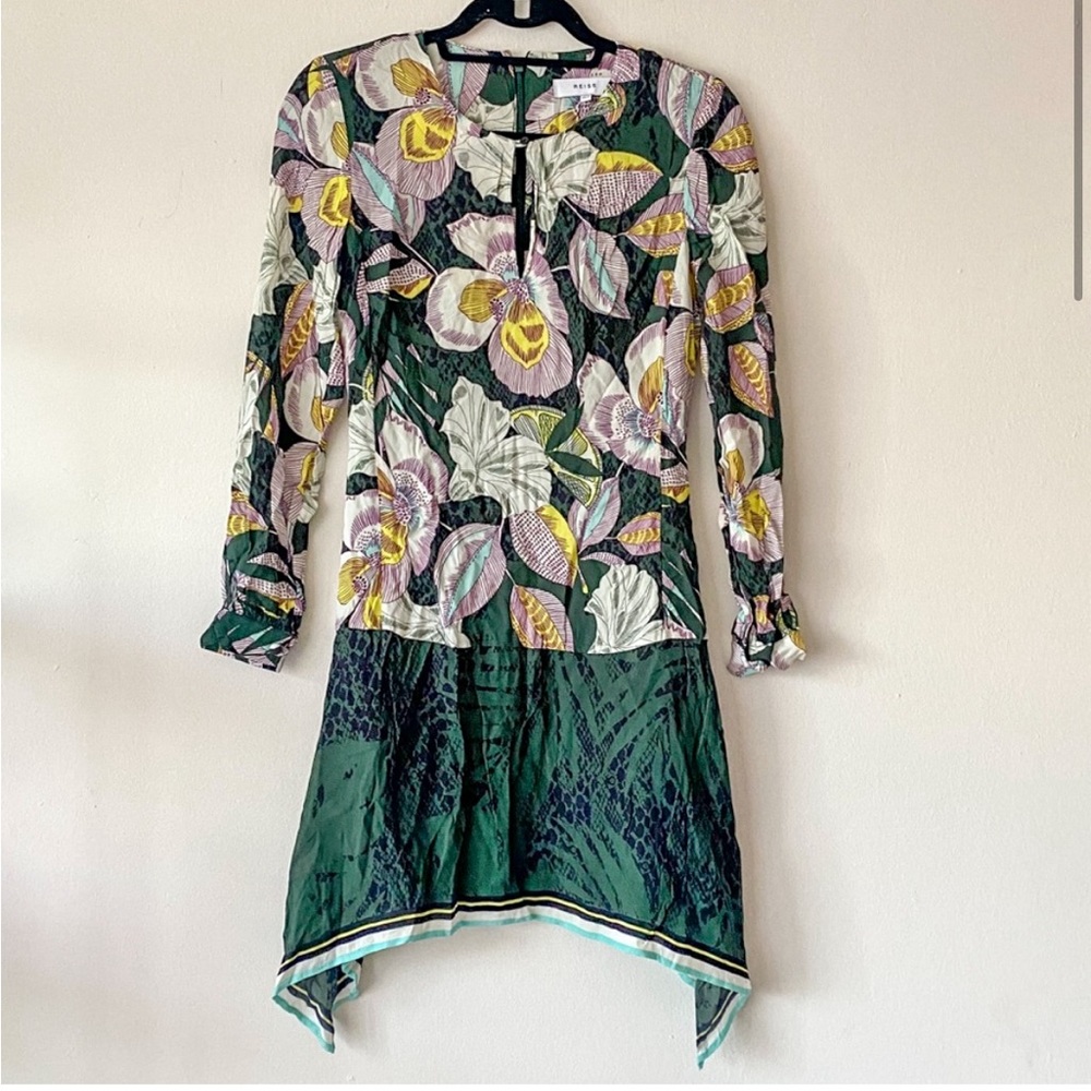 Reiss Green Floral Long Sleeve Dress
